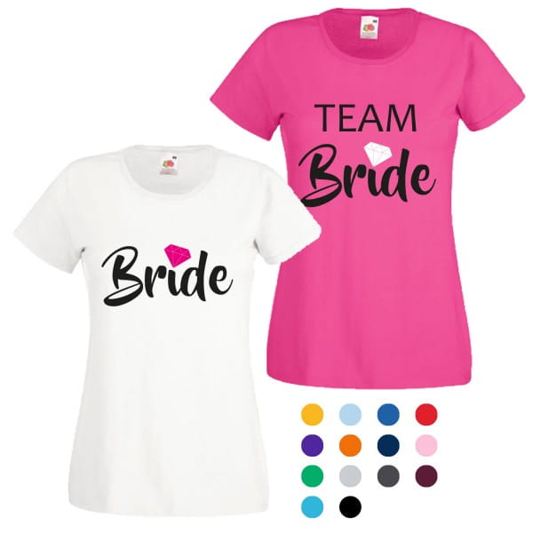 JGA T-Shirt mit Motiv Bride + Team Bride Diamant