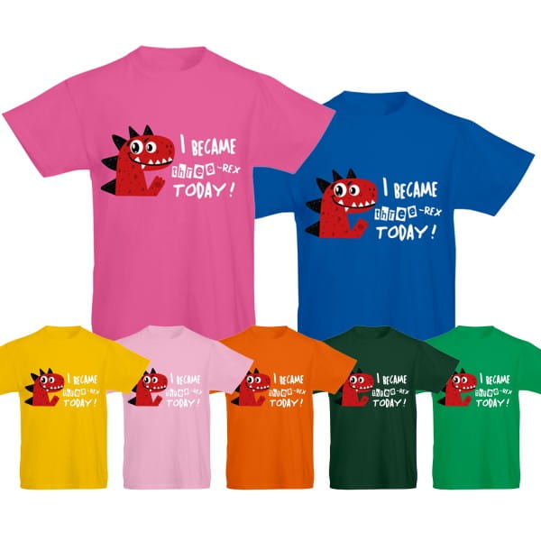 Kinder T-Shirt für dritten Geburtstag - Three Rex