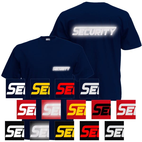 Security T-Shirt Unisex mit langem S - beidseitiger Aufdruck Reflektierend