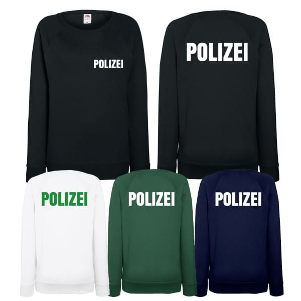 Damen Polizei Sweatshirt - Druck Brust & Rücken Reflex