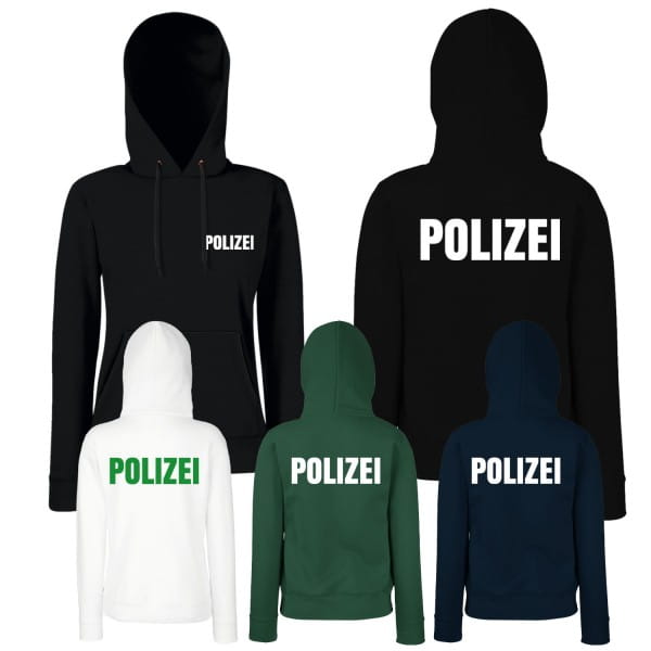 Damen Polizei Hoodie - Druck Brust & Rücken Reflex