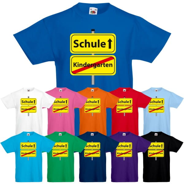Unisex Kinder T-Shirt Kindergarten Schule Ortsschild