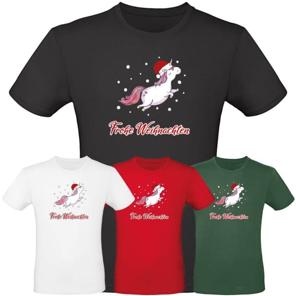 Frohe Weihnachten Einhorn - T-Shirt Herren