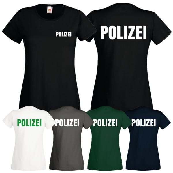 Damen Polizei T-Shirt - Druck Brust & Rücken