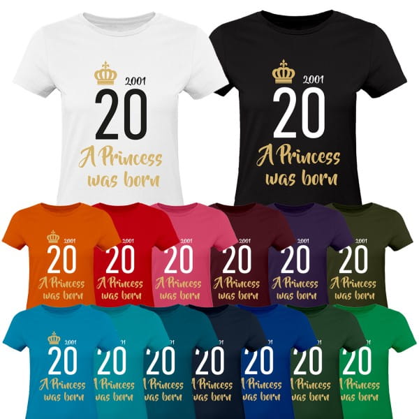 Damen T-Shirt 20 Geburtstag - A Princess was born 2001