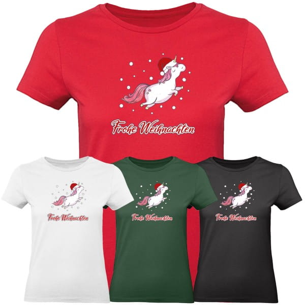 Frohe Weihnachten Einhorn - T-Shirt Damen